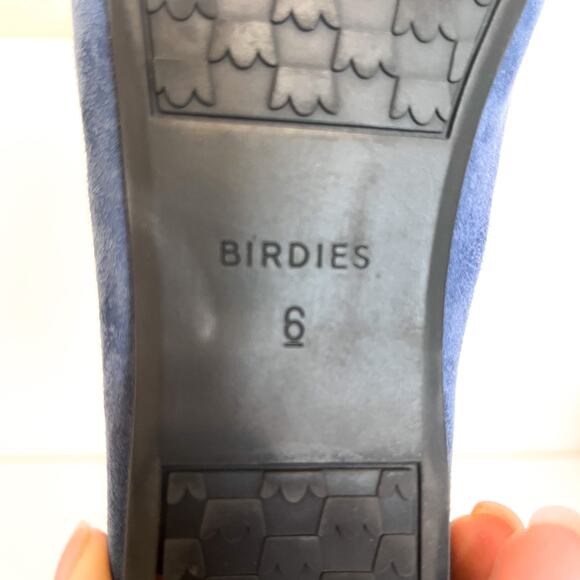 Birdies Suede Womens Ballet Flats Shoes Size 6 Blue Pointed Toe Slip On Leather - Picture 9 of 10